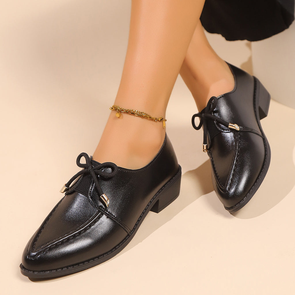 Women's British-style Simple Leather Shoes With Bow