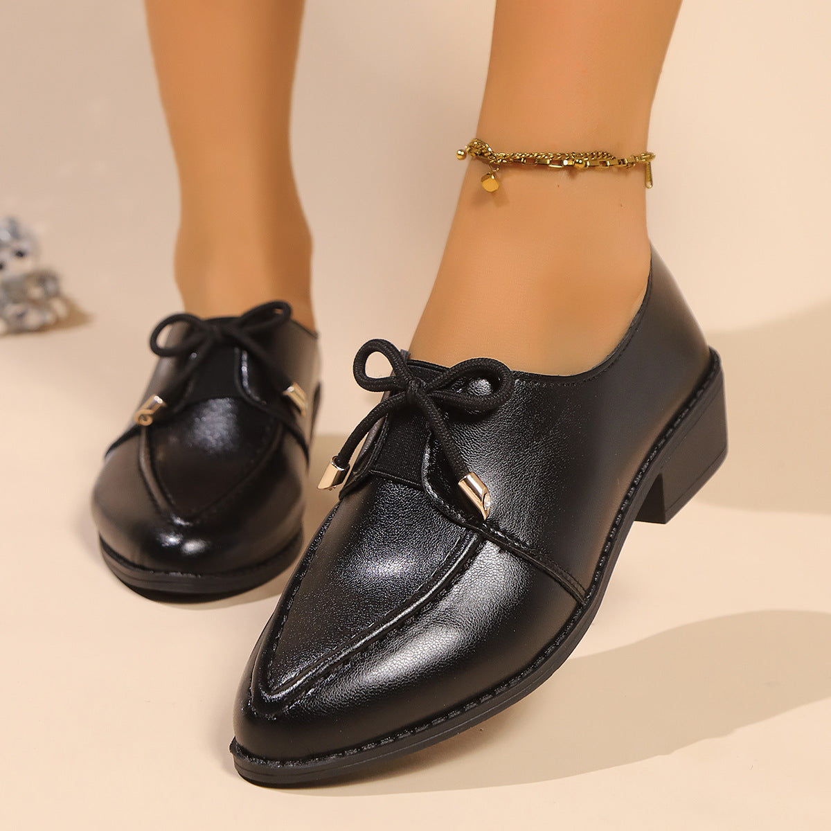 Women's British-style Simple Leather Shoes With Bow