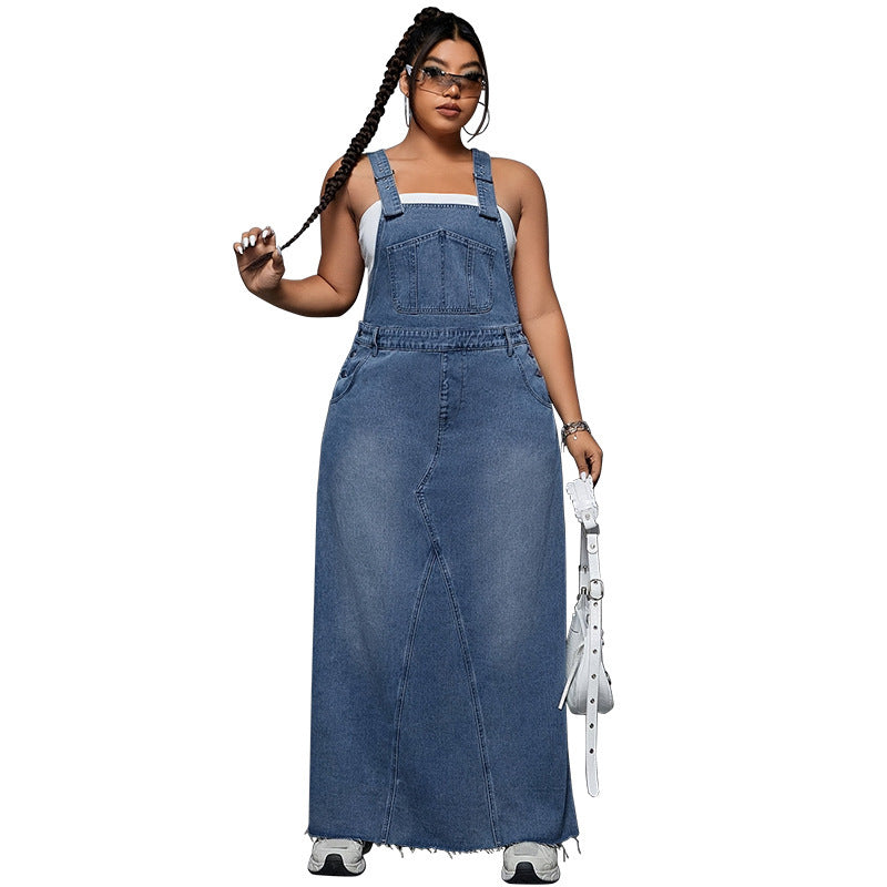 Women's Cool Denim Suspender Skirt