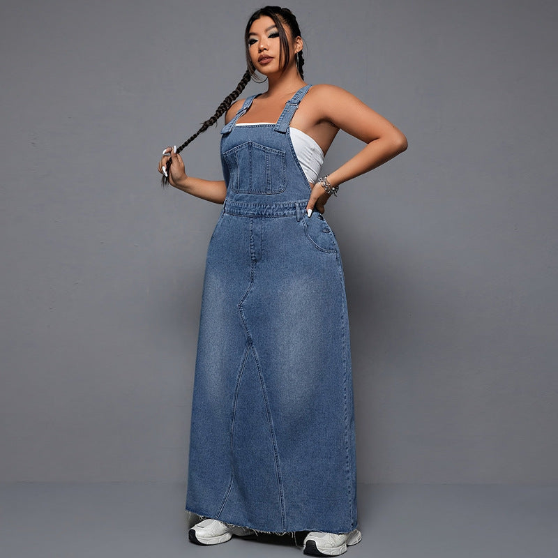 Women's Cool Denim Suspender Skirt