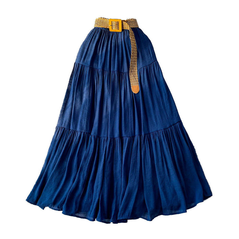 Mid-length Casual High Waist Slimming Large Hem Puffy Cake Dress