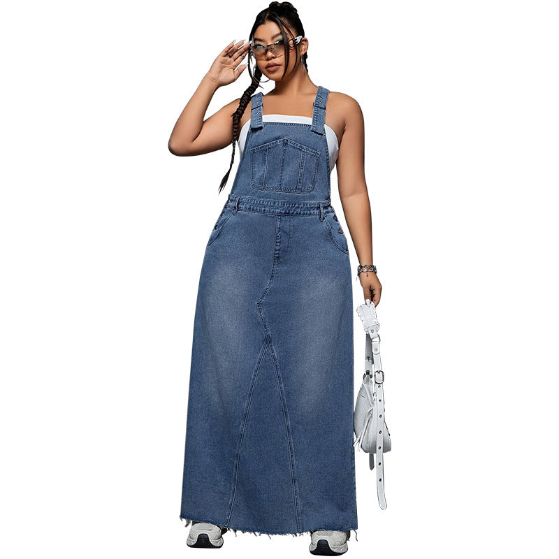 Women's Cool Denim Suspender Skirt